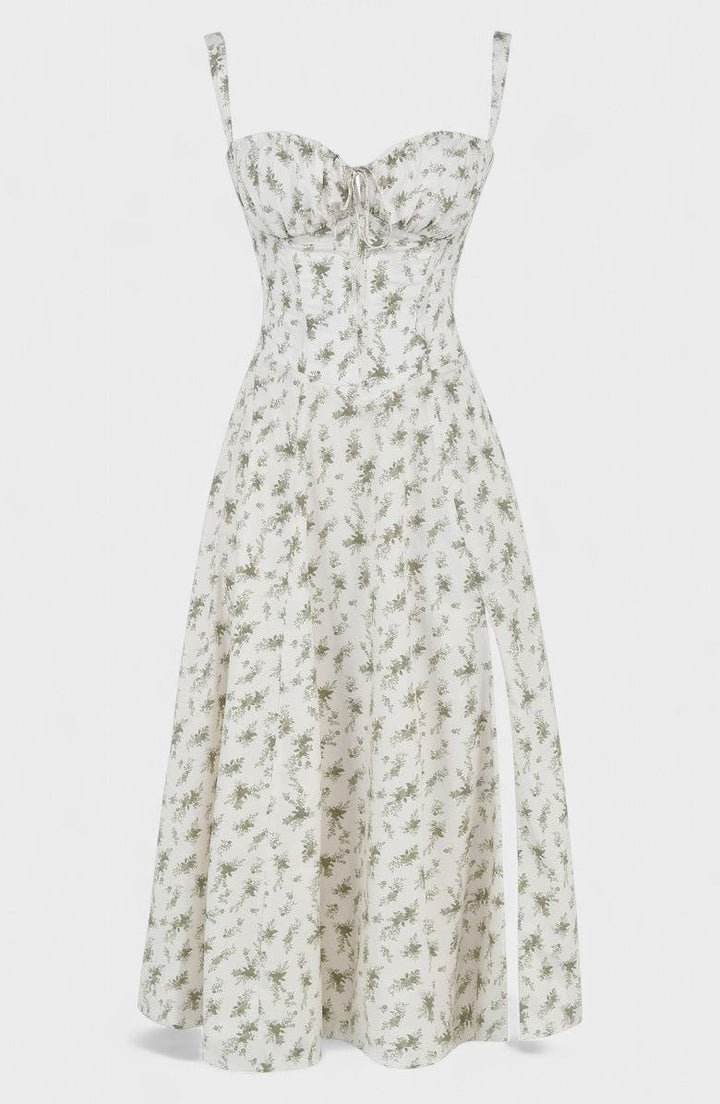 Carolina - Vestido Floral com Corpete Ajustado