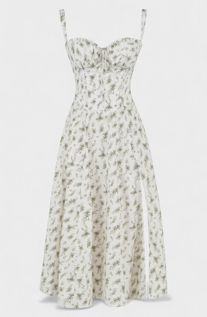 Carolina - Vestido Floral com Corpete Ajustado