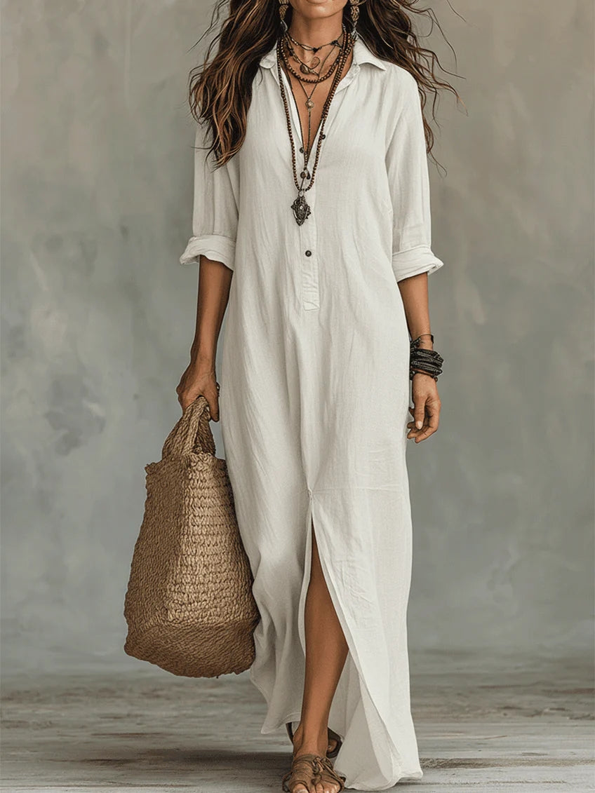 Soline | Vestido Maxi com Botões