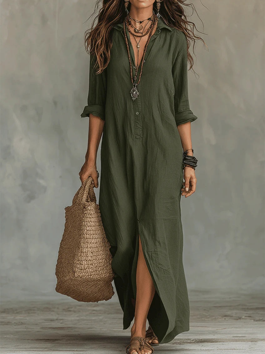 Agnes | Vestido longo com botões