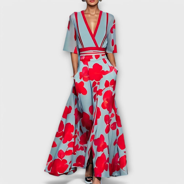 Isabela - Vestido elegante com motivos florais