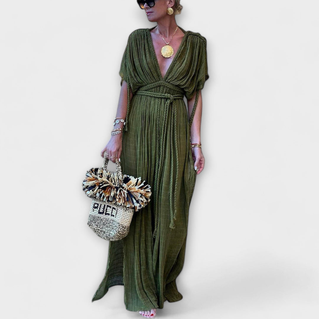Bruna - Vestido maxi kimono em estilo grego