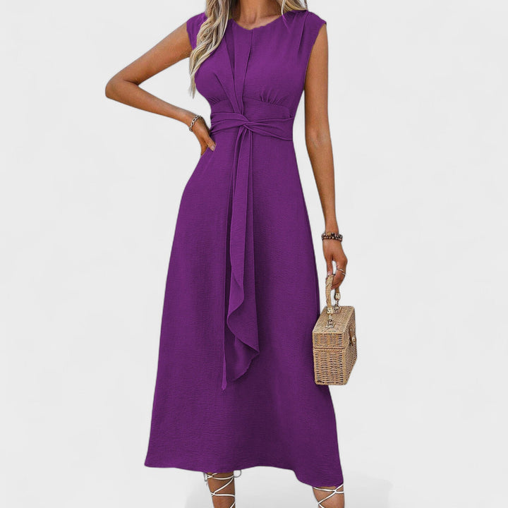 Emilia - Vestido maxi elegante sem mangas e gola redonda