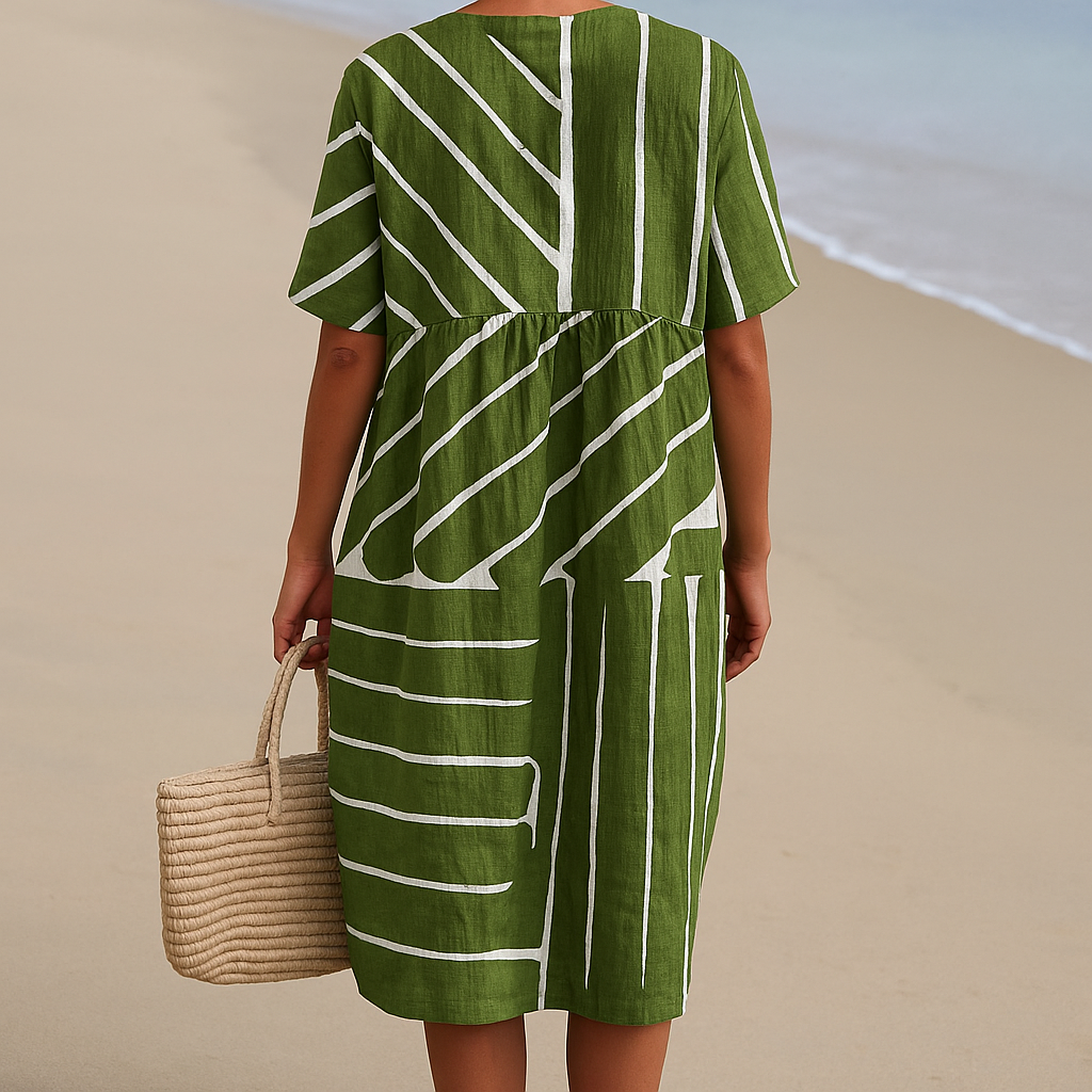 Eira - Vestido Verde com Padrão Geométrico