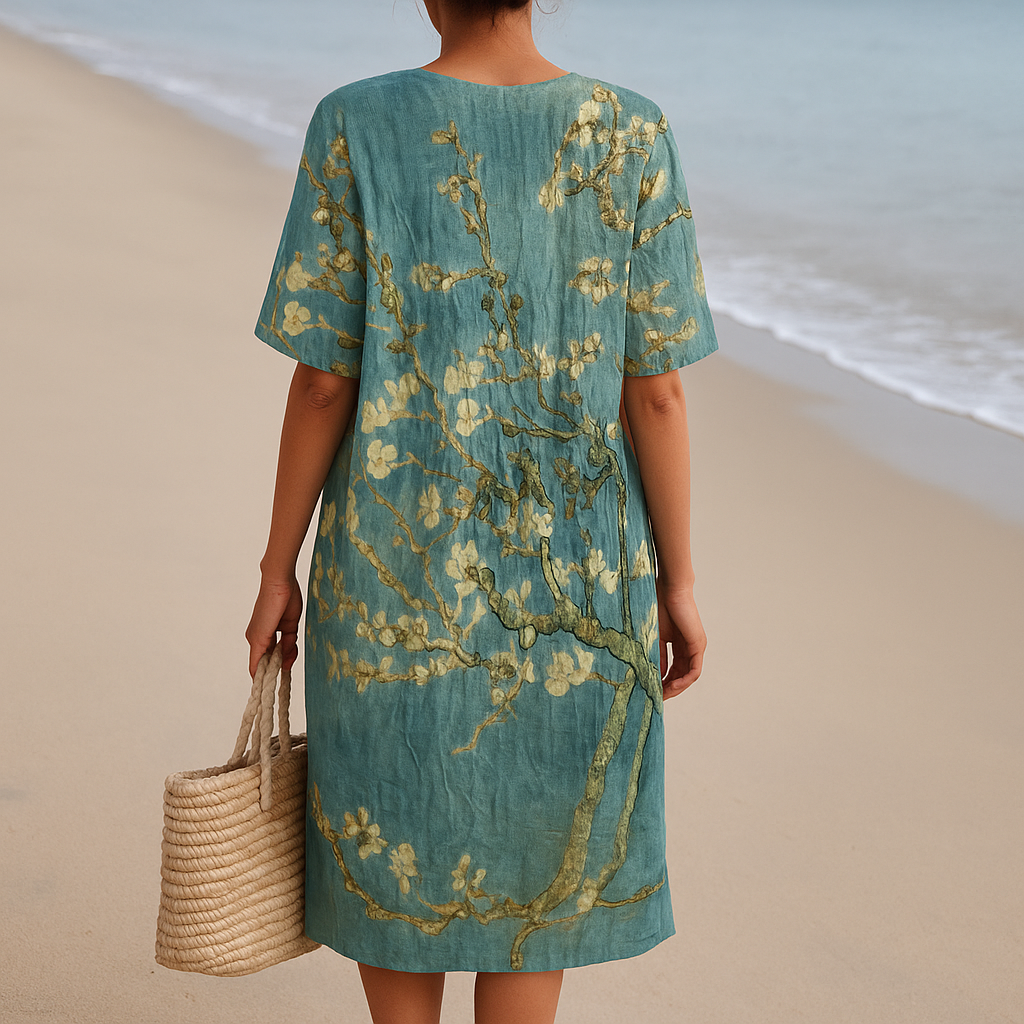 Mara - Vestido Floral em Verde-Água