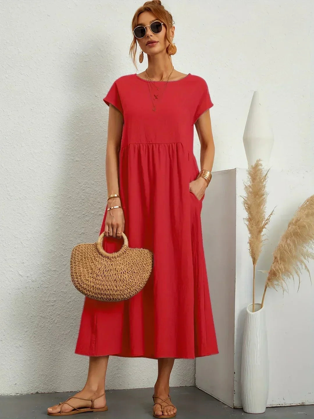 Gabriela - Vestido Elegante Midi Fluído Intemporal