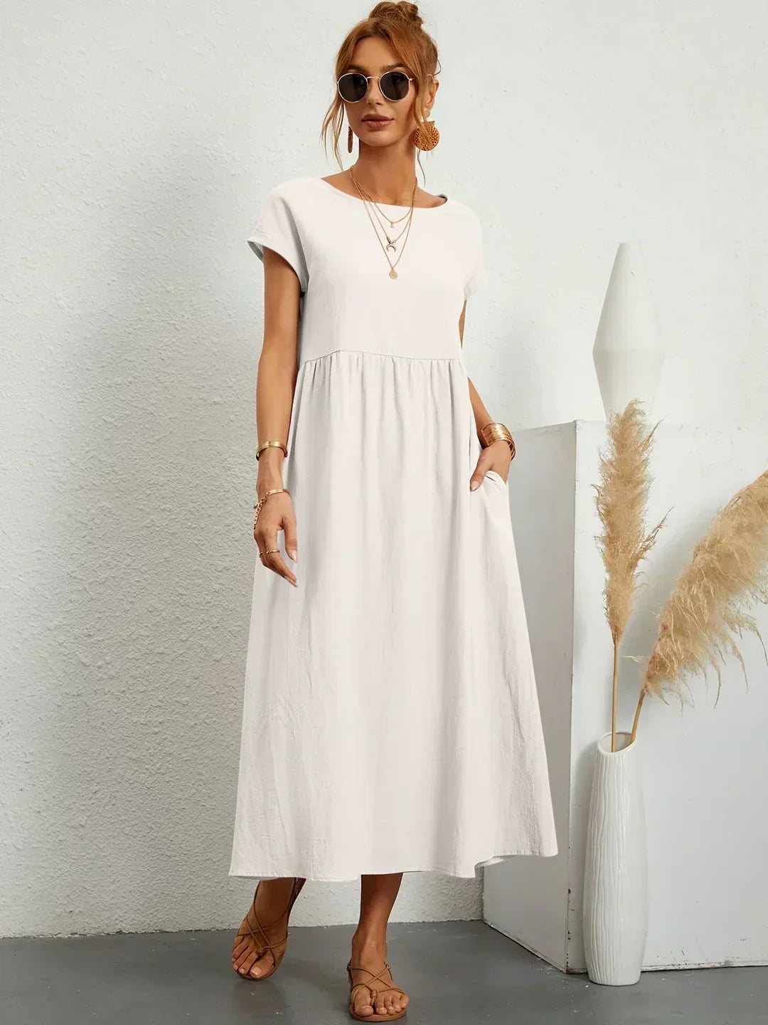 Gabriela - Vestido Elegante Midi Fluído Intemporal