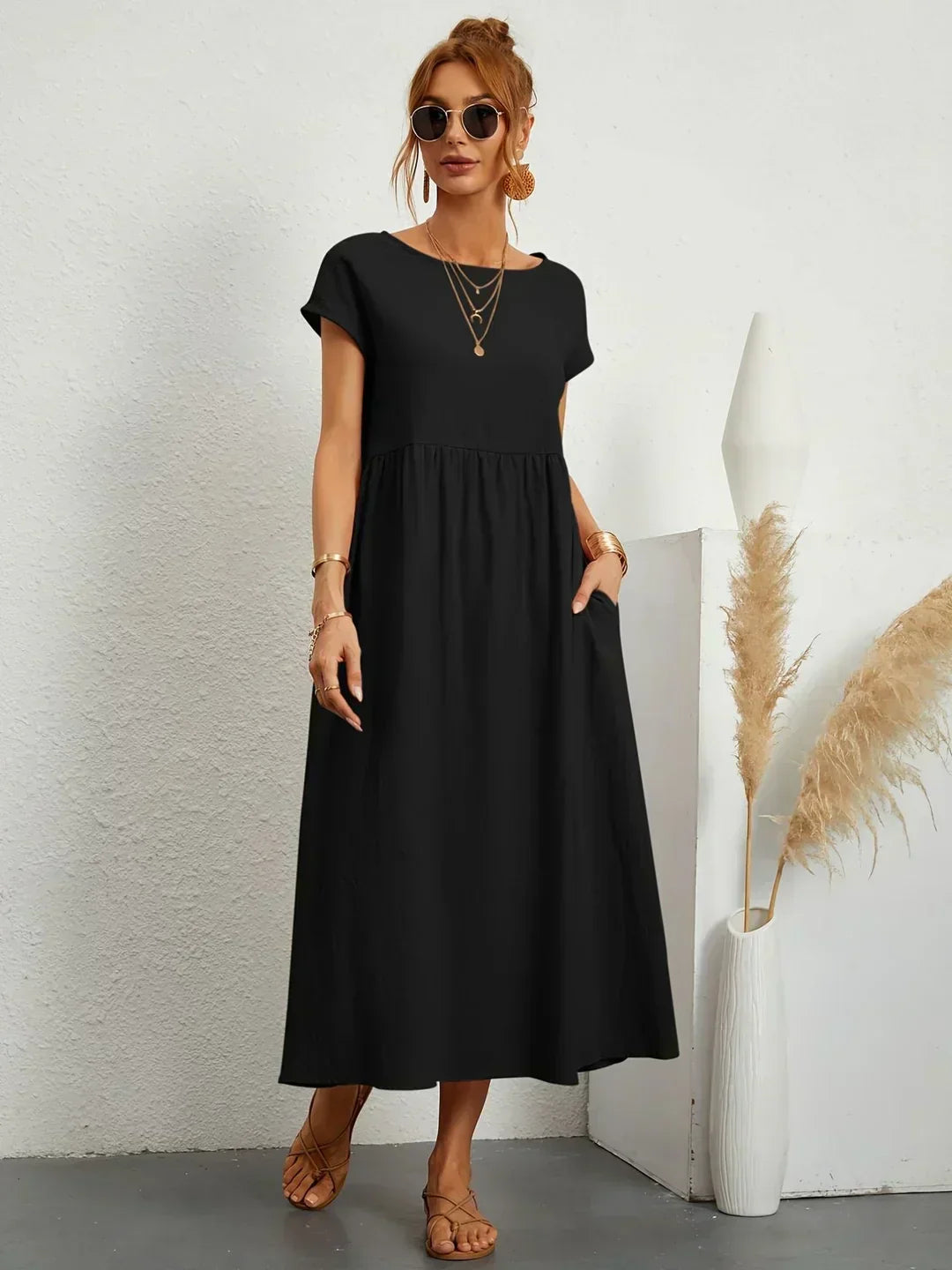 Gabriela - Vestido Elegante Midi Fluído Intemporal