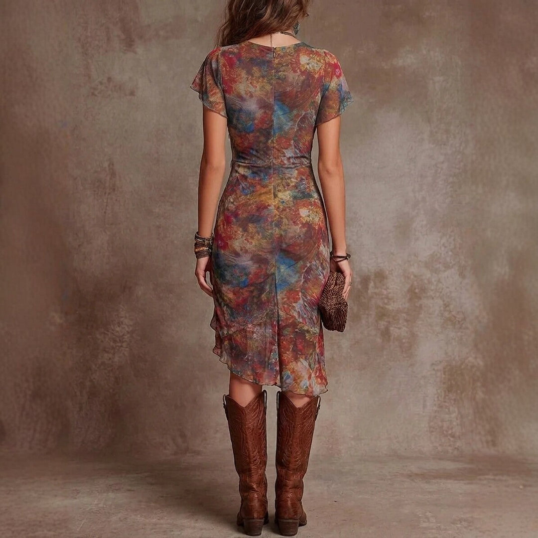 Elvira - Vestido midi elegante com decote em V