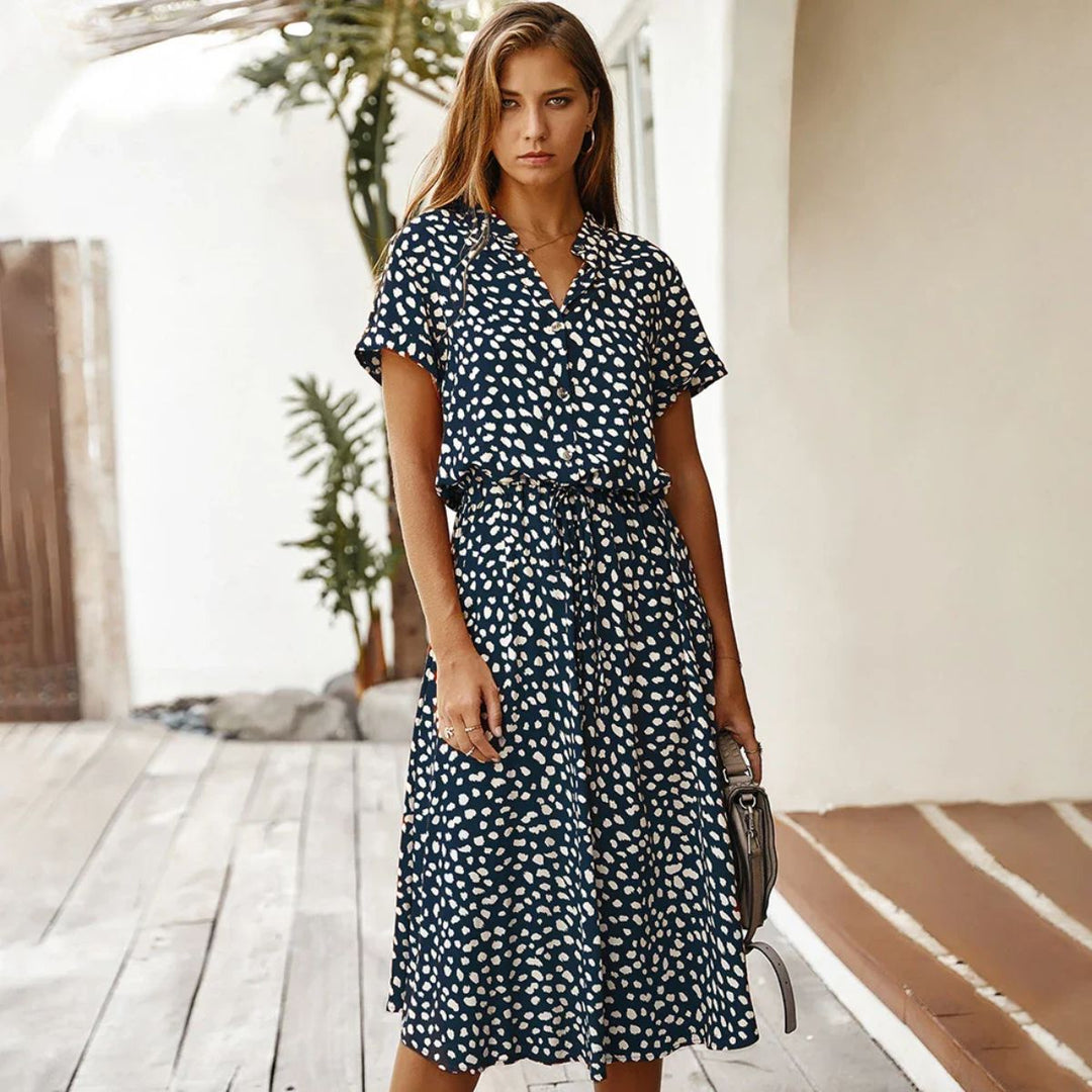 Emilia | Vestido Vintage com Padrão Floral e Mangas curtas