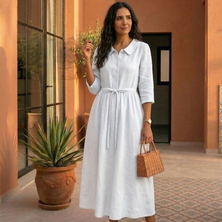 Lina | Vestido de linho clássico claro