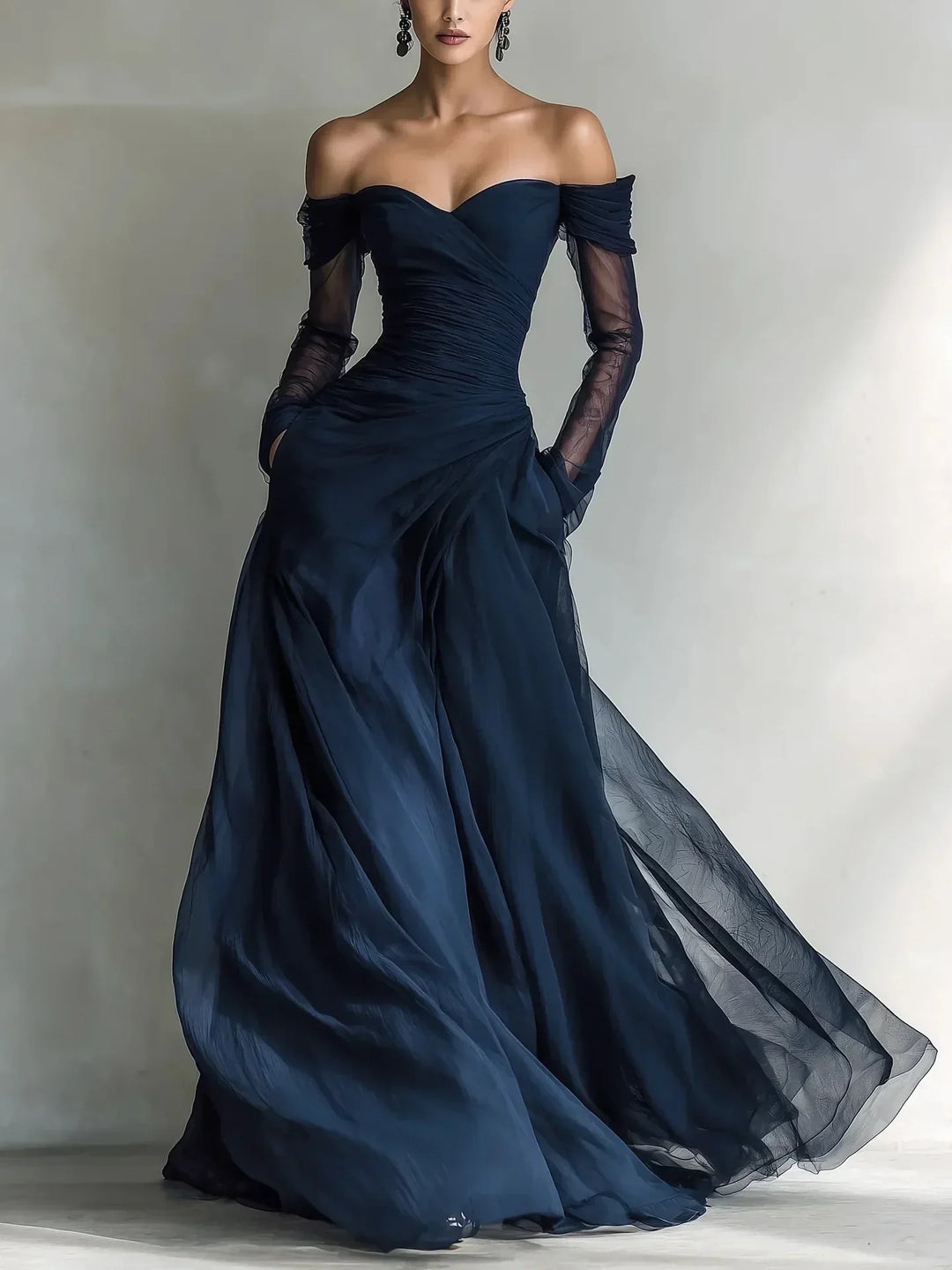 Eleonora - Vestido longo com ombros à mostra