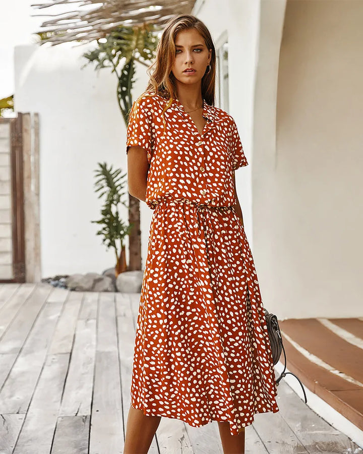 Emilia | Vestido Vintage com Padrão Floral e Mangas curtas