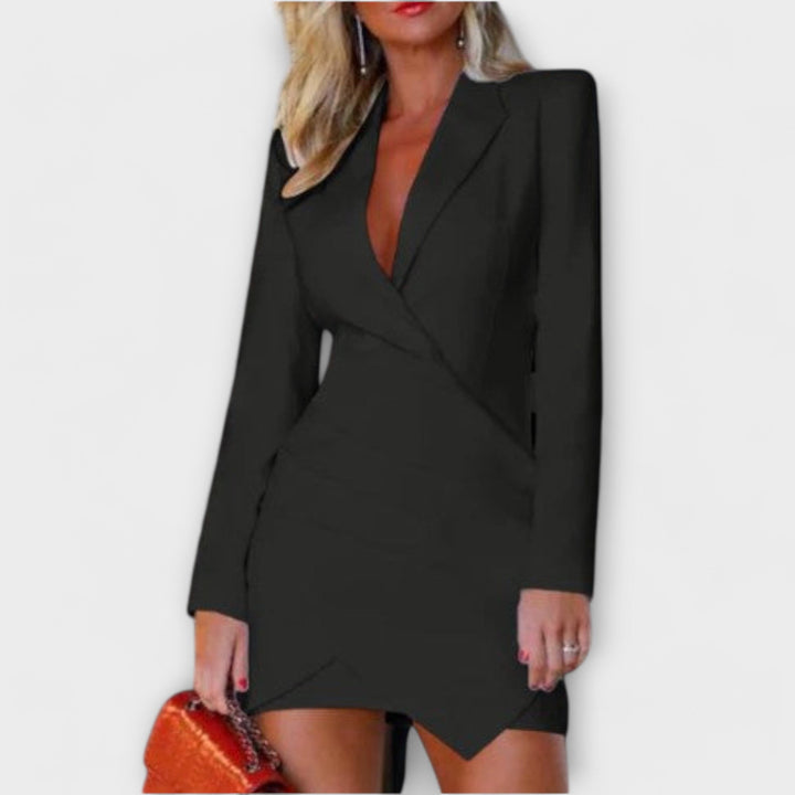 Gabriela - Vestido Blazer Elegante com Decote Profundo