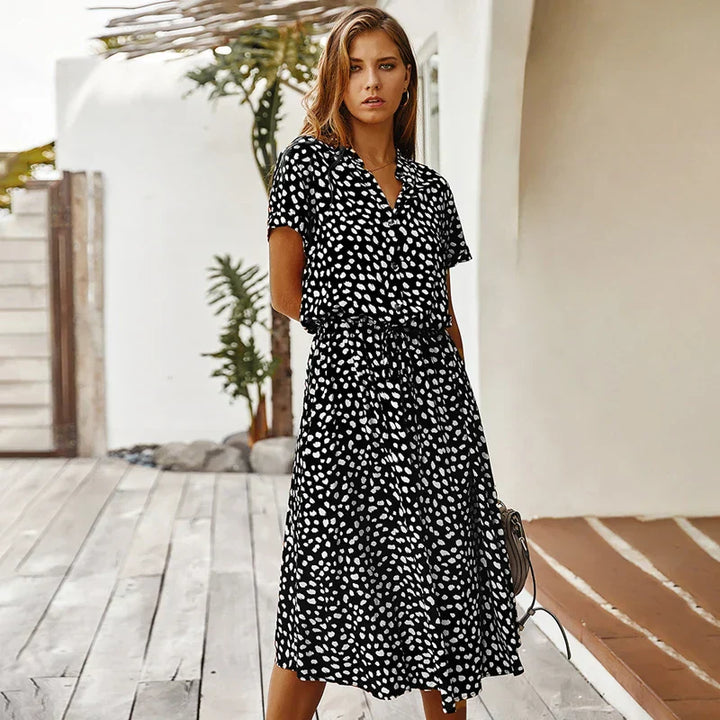Emilia | Vestido Vintage com Padrão Floral e Mangas curtas