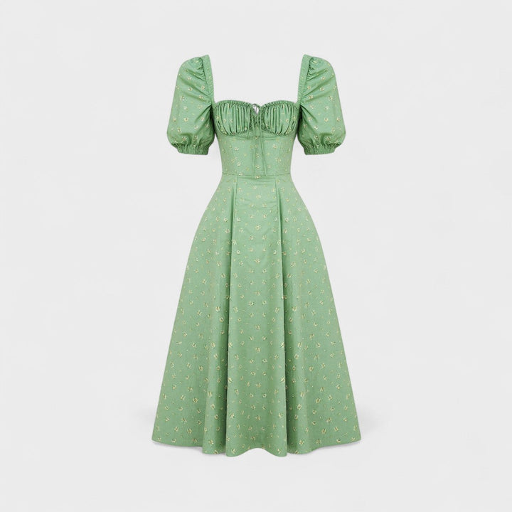 Helena - Vestido Verão com Decote Quadrado