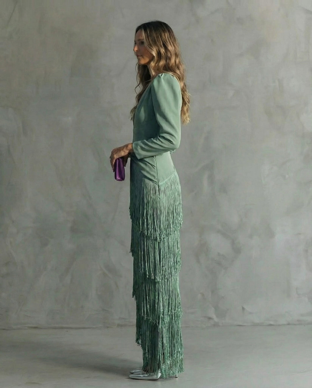 Moana | Vestido elegante com mangas de franjas