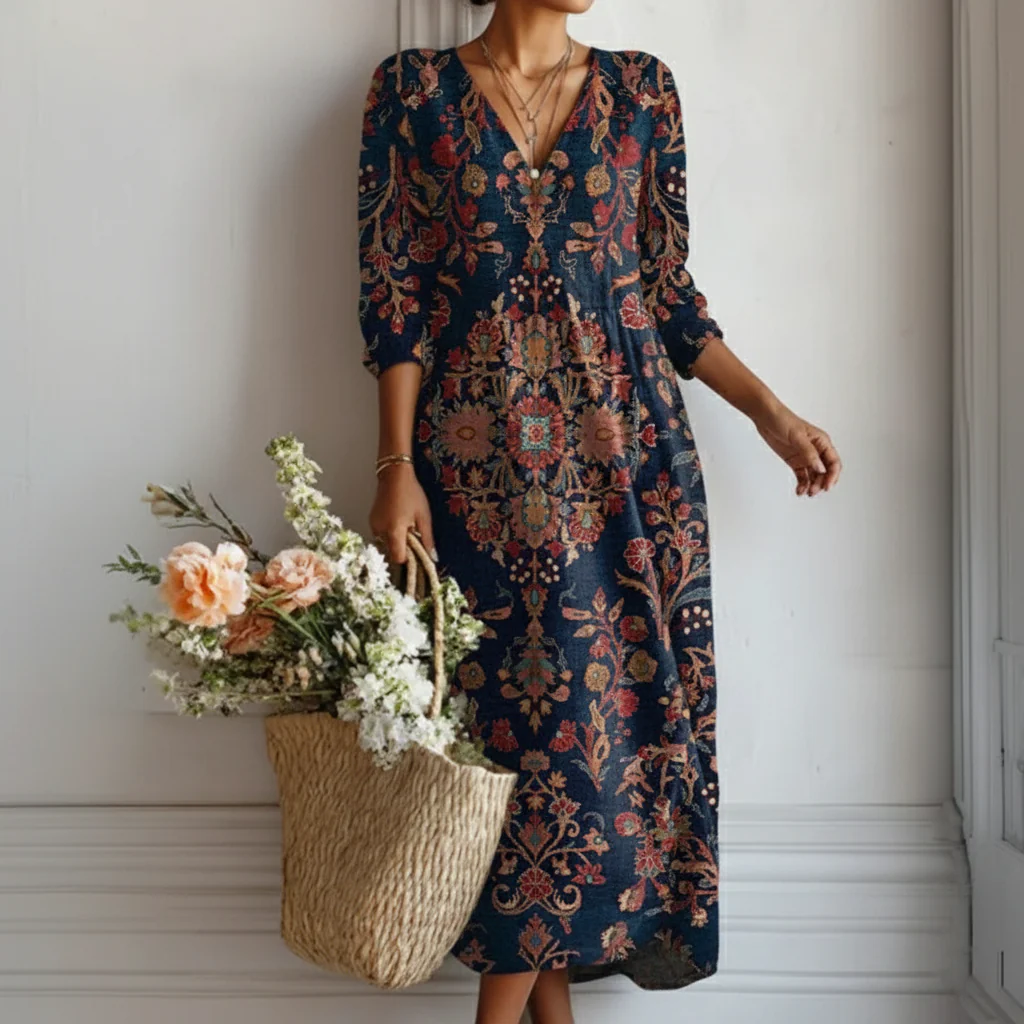 Andreia | Vestido longo de estilo étnico