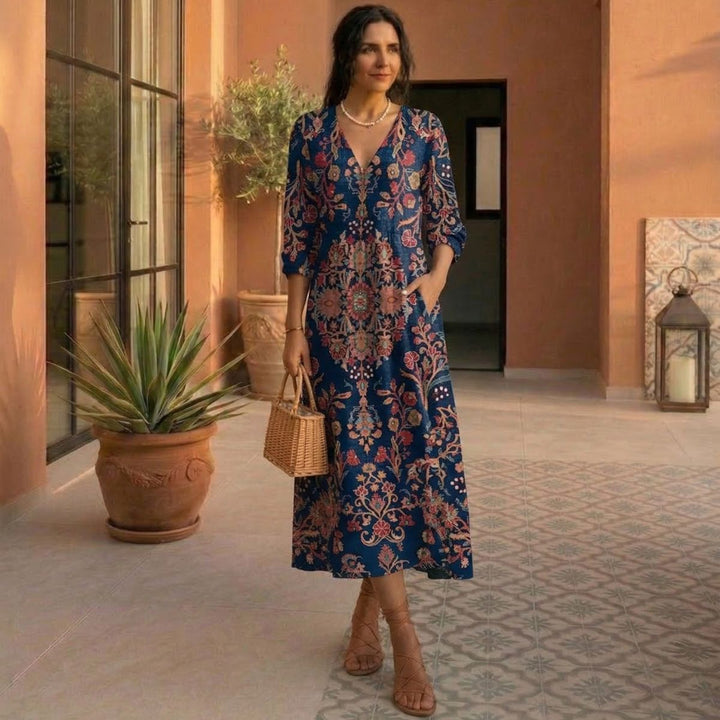 Andreia | Vestido longo de estilo étnico