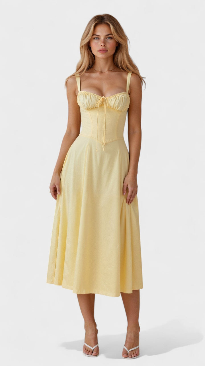 Carolina - Vestido Floral com Corpete Ajustado