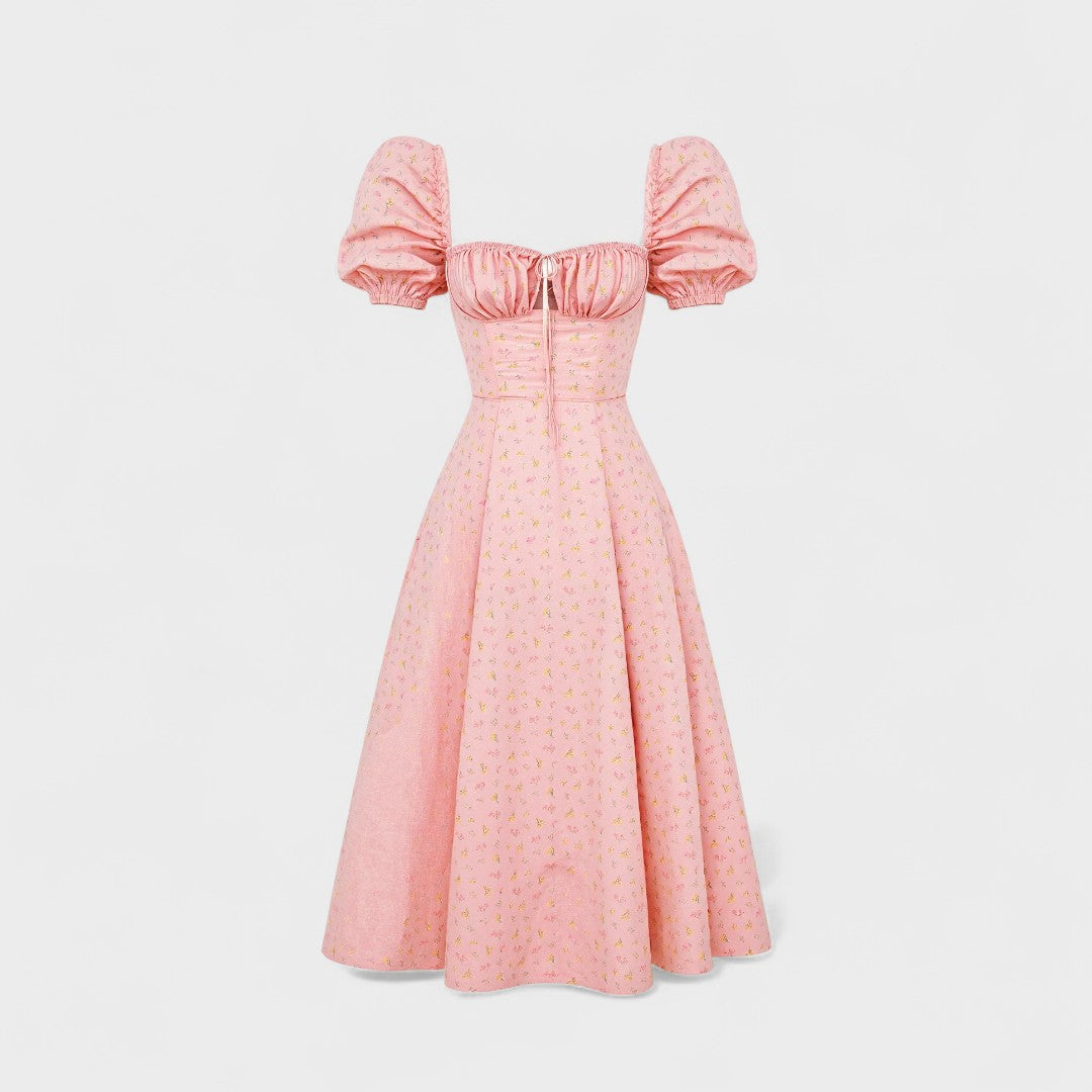 Helena - Vestido Verão com Decote Quadrado