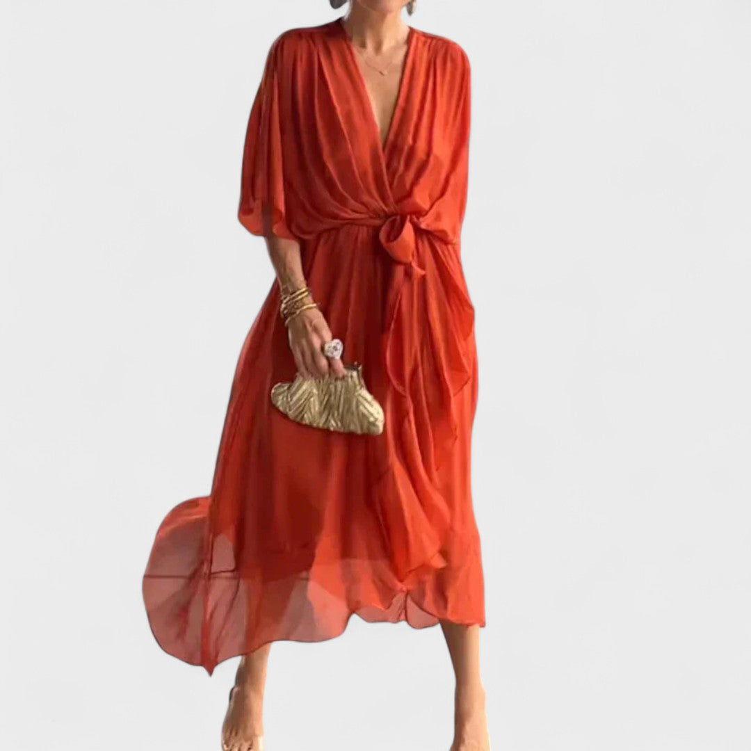 Patricia - Vestido com Laço e Detalhes Artesanais