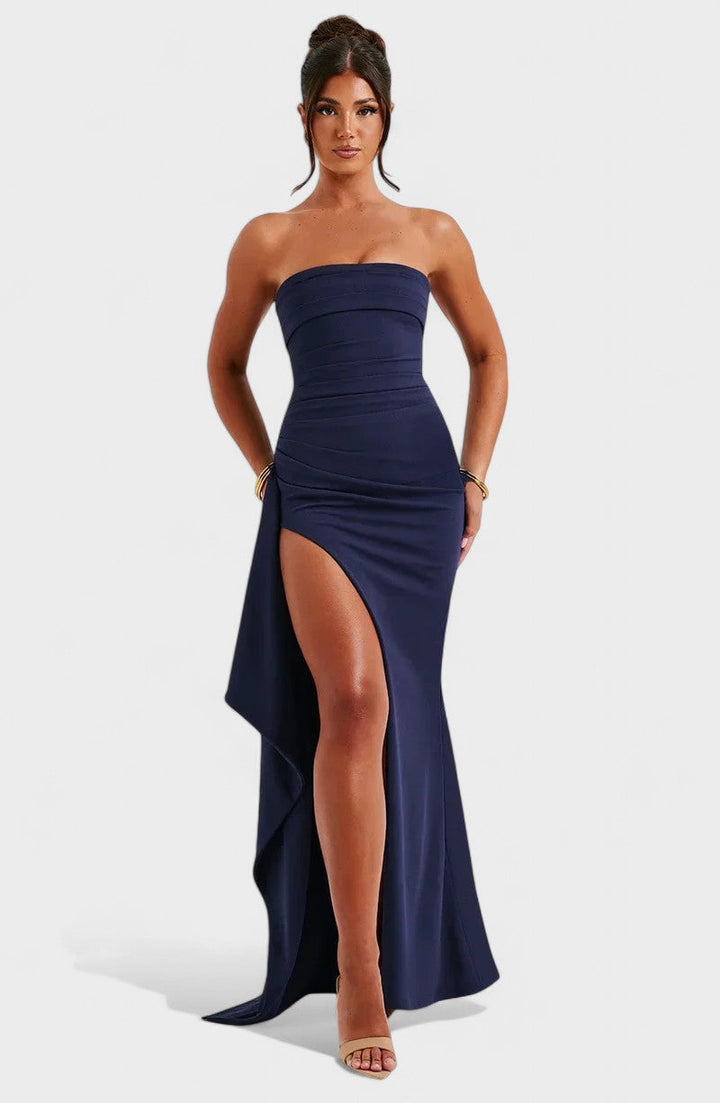 Cláudia - Vestido Comprido Elegante Sem Alças